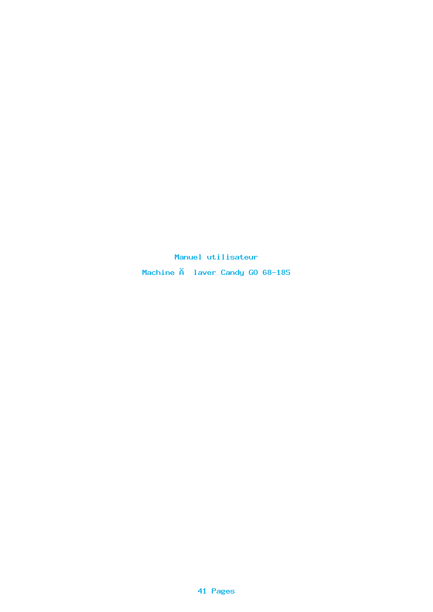 Page 1 de la notice Manuel utilisateur Candy GO 68-18S