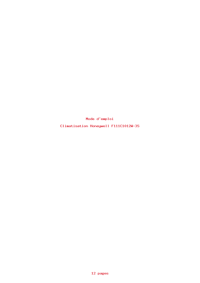 Page 1 de la notice Mode d'emploi Honeywell F111C1012W-3S