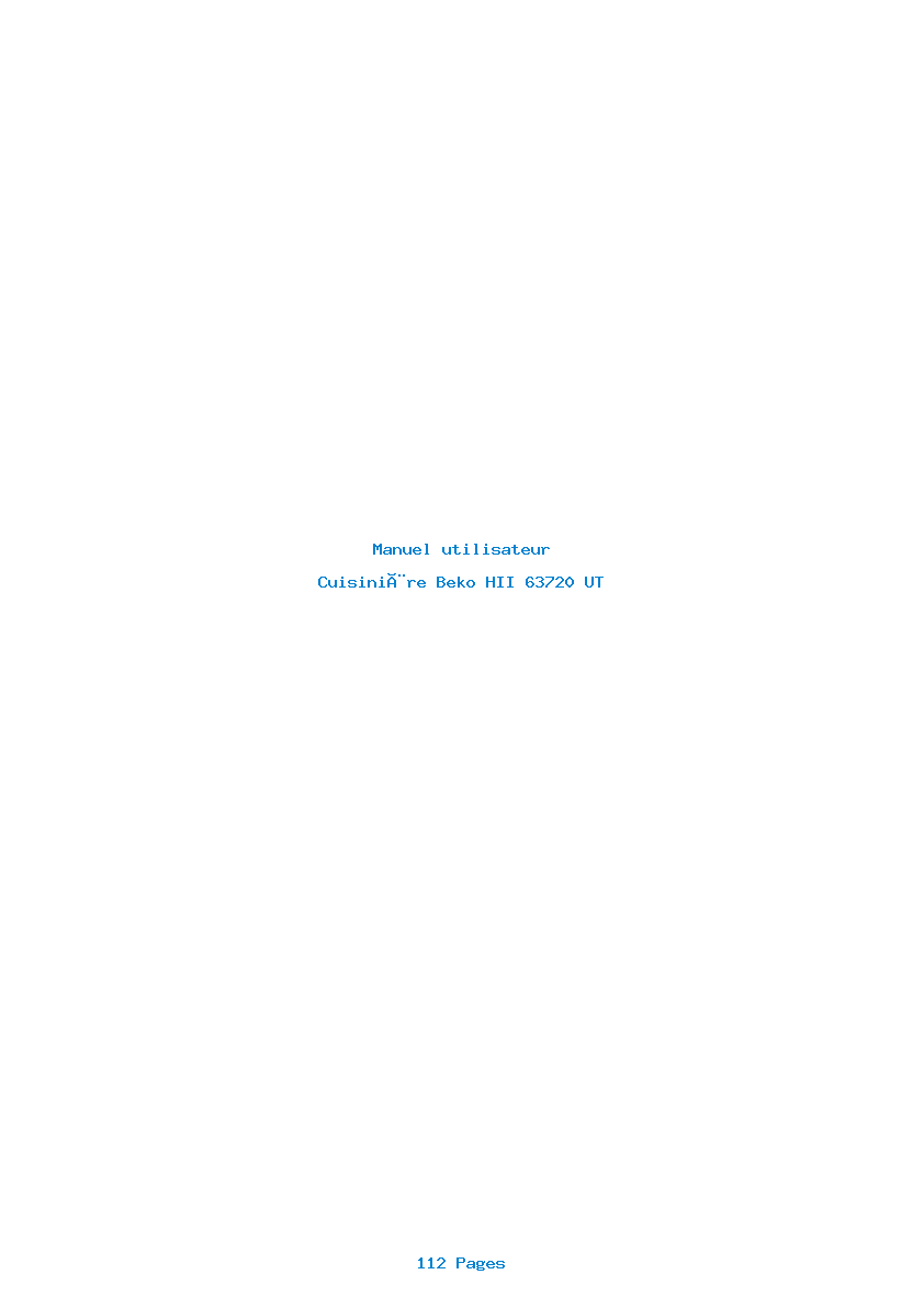 Page 1 de la notice Manuel utilisateur Beko HII 63720 UT