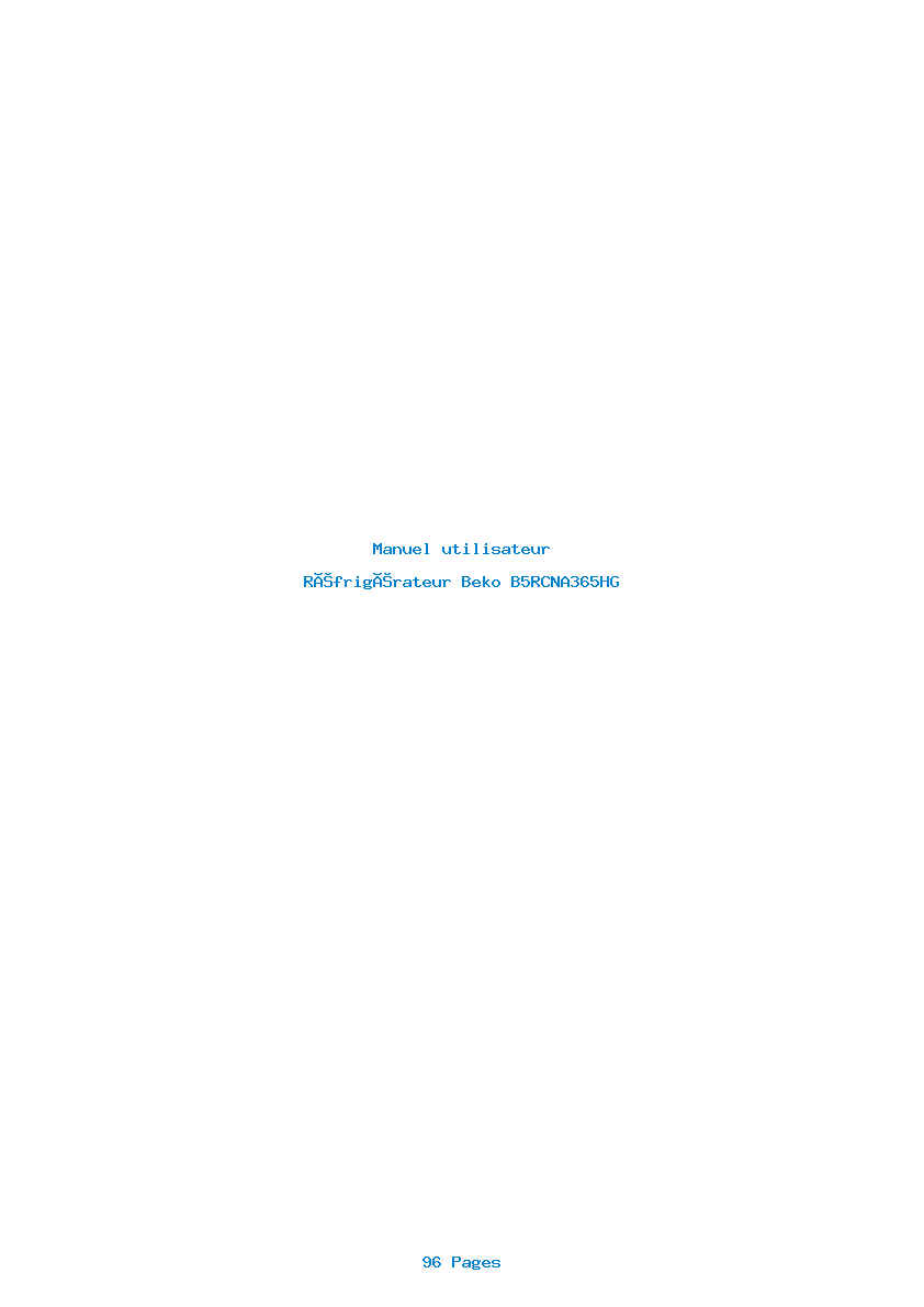 Page 1 de la notice Manuel utilisateur Beko B5RCNA365HG