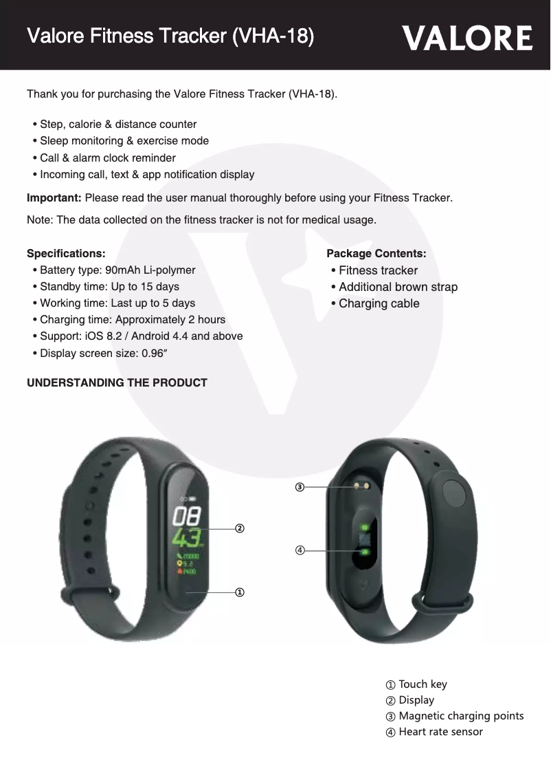 Page 1 de la notice Manuel utilisateur Valore VHA-18