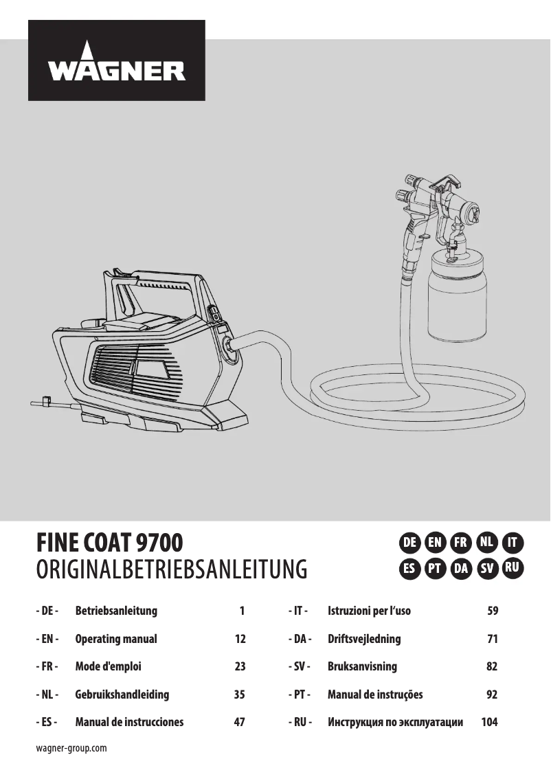 Page 1 de la notice Manuel utilisateur Wagner FineCoat 9700