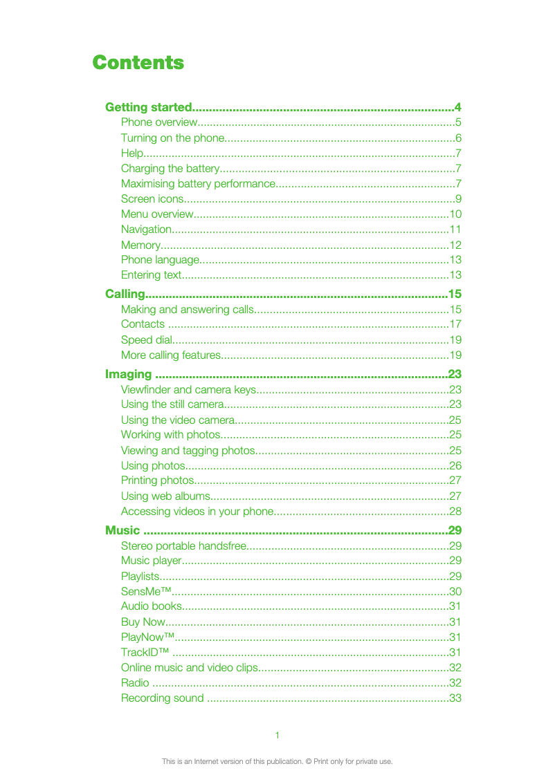 Page 1 de la notice Manuel utilisateur Sony Ericsson Yari