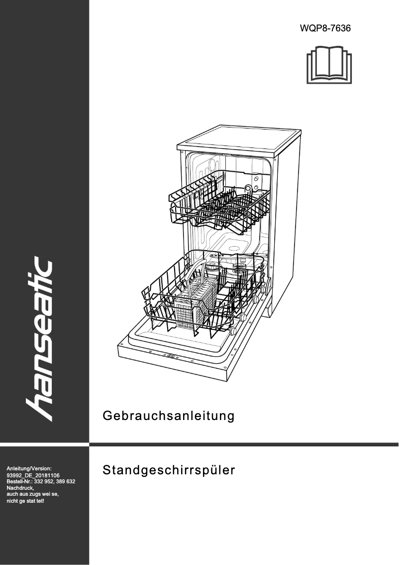 Page 1 de la notice Manuel utilisateur Hanseatic WQP8-7636