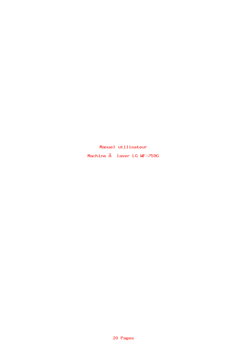 Page 1 de la notice Manuel utilisateur LG WF-759G