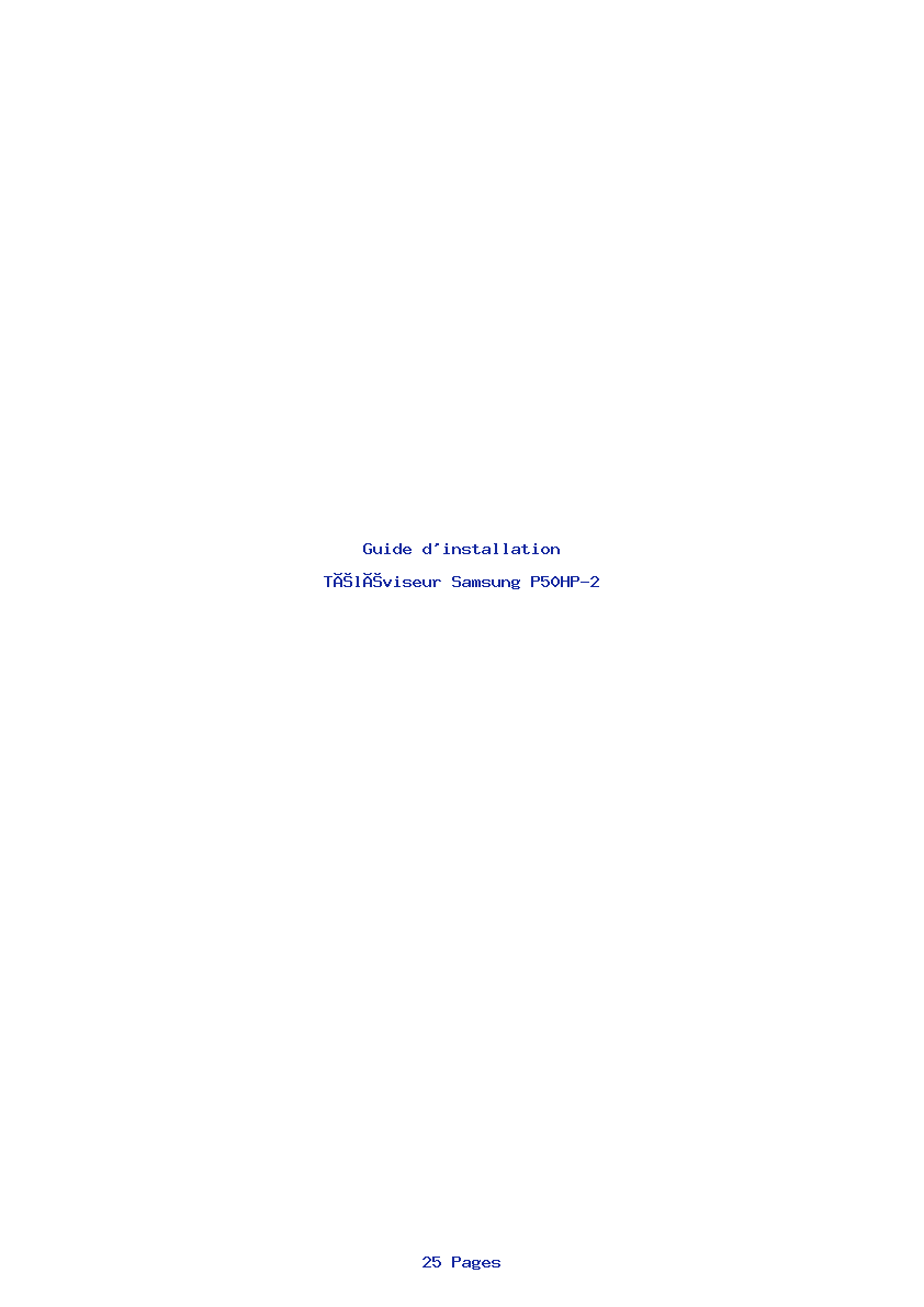 Page 1 de la notice Guide d'installation Samsung P50HP-2