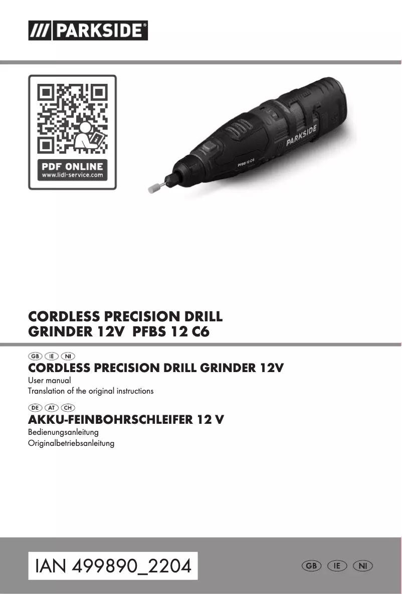 Page 1 de la notice Manuel utilisateur Parkside PFBS 12 C6