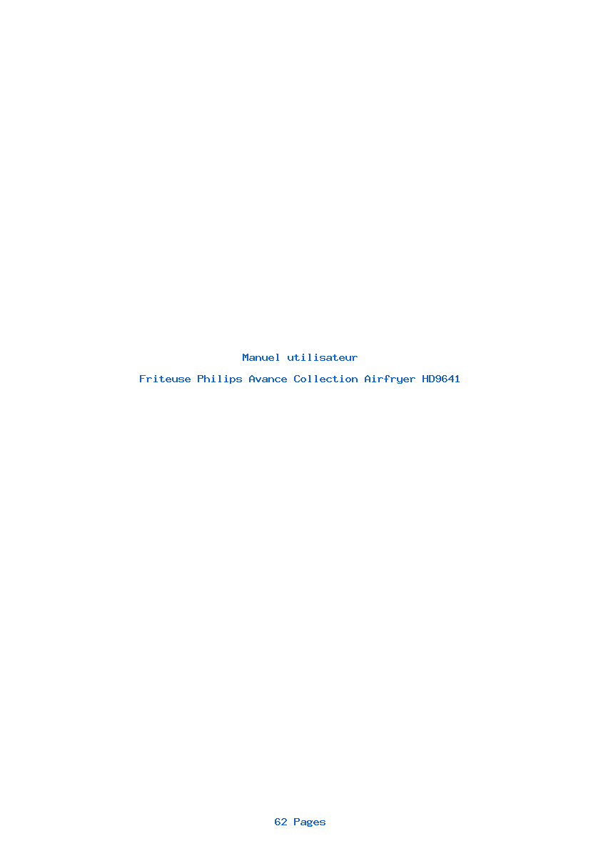 Page 1 de la notice Manuel utilisateur Philips Avance Collection Airfryer HD9641