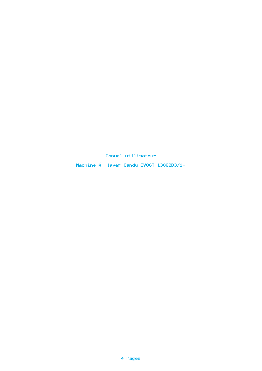 Page 1 de la notice Manuel utilisateur Candy EVOGT 13062D3/1-