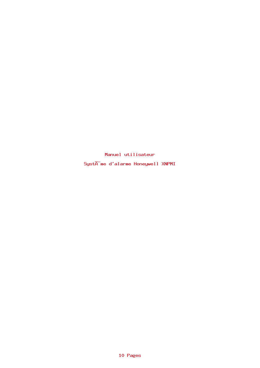 Page 1 de la notice Manuel utilisateur Honeywell XNPMI