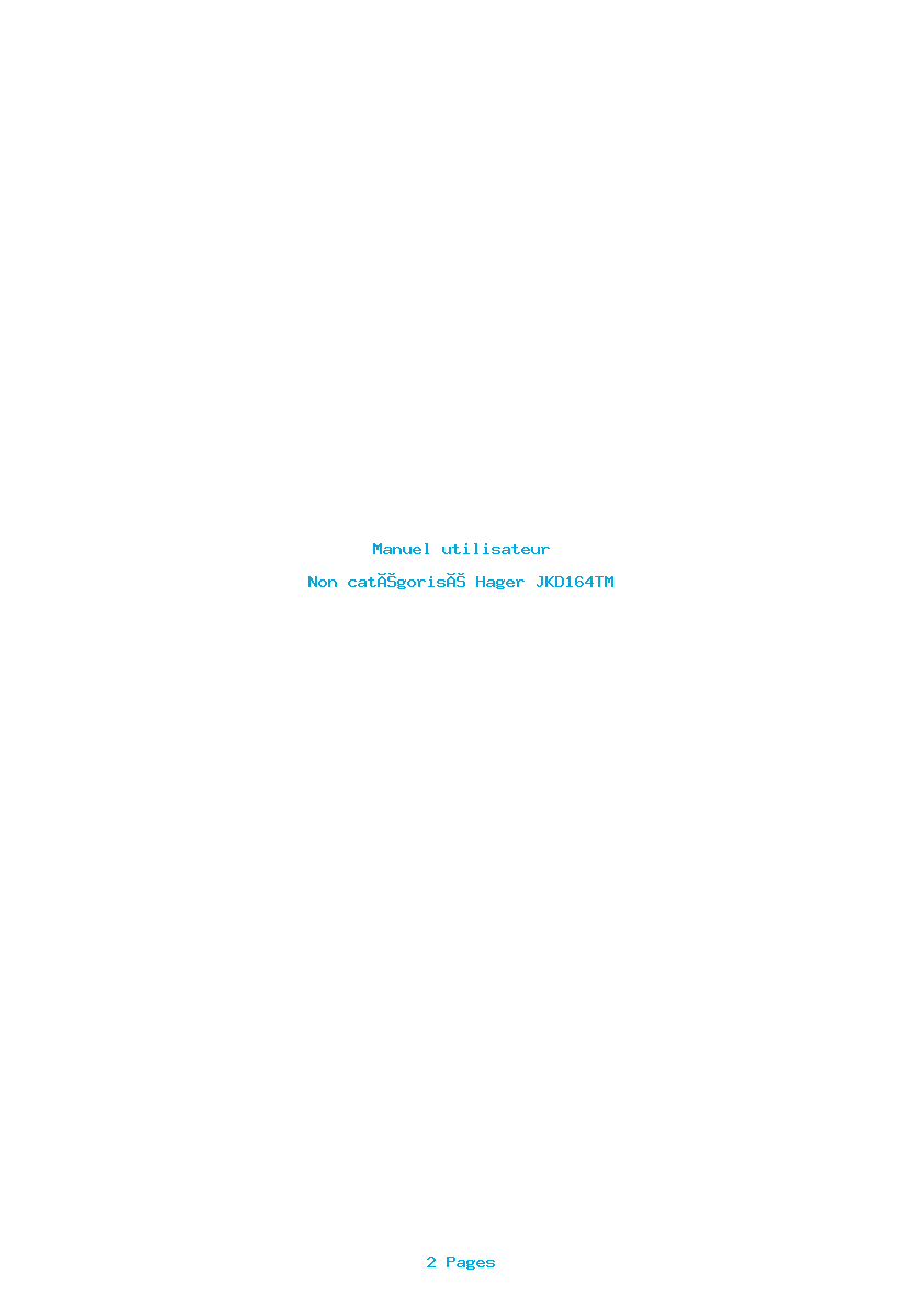 Page 1 de la notice Manuel utilisateur Hager JKD164TM