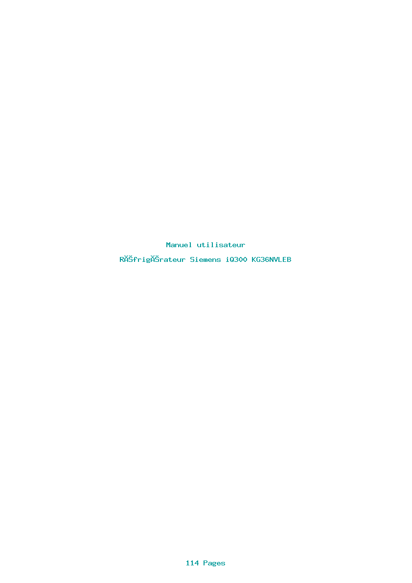 Page 1 de la notice Manuel utilisateur Siemens iQ300 KG36NVLEB