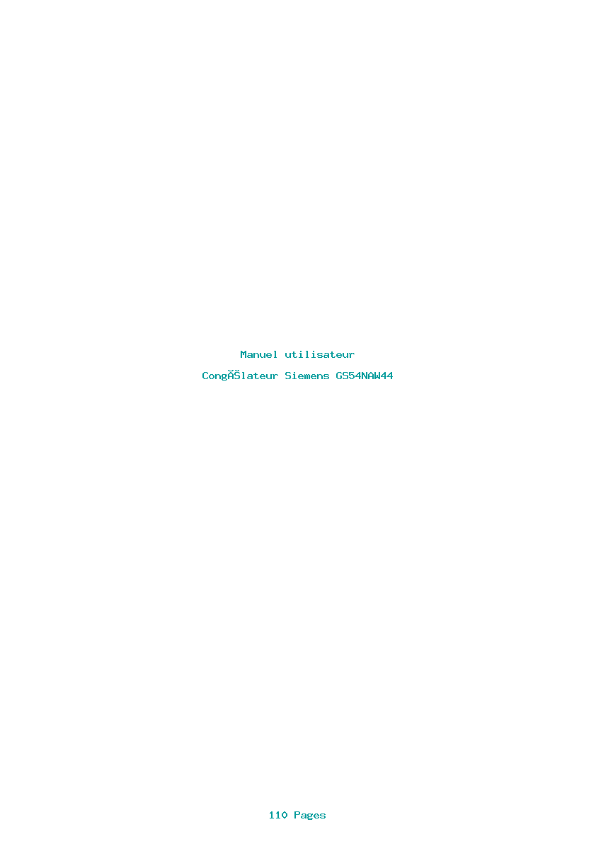 Page 1 de la notice Manuel utilisateur Siemens GS54NAW44