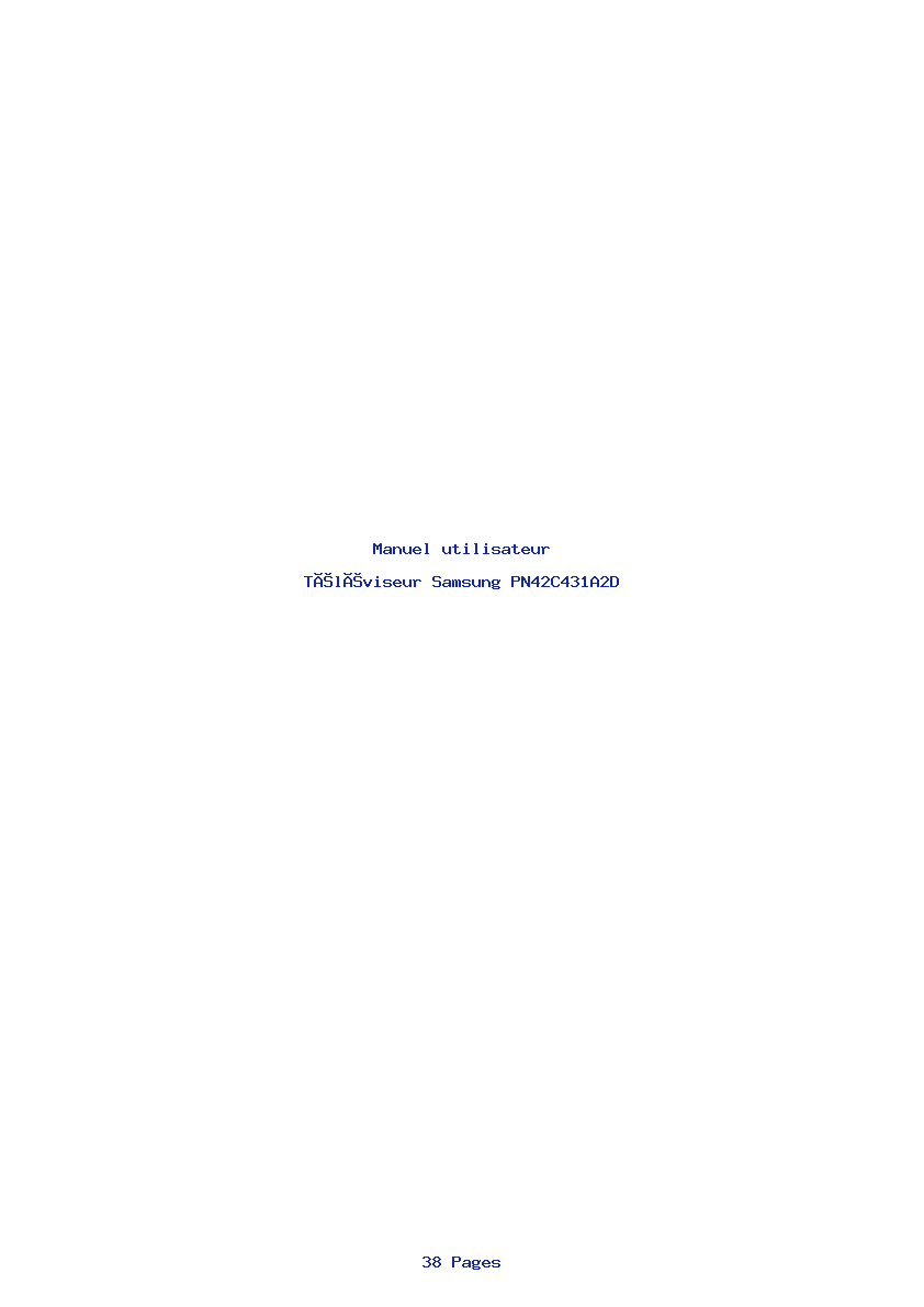 Page 1 de la notice Manuel utilisateur Samsung PN42C431A2D