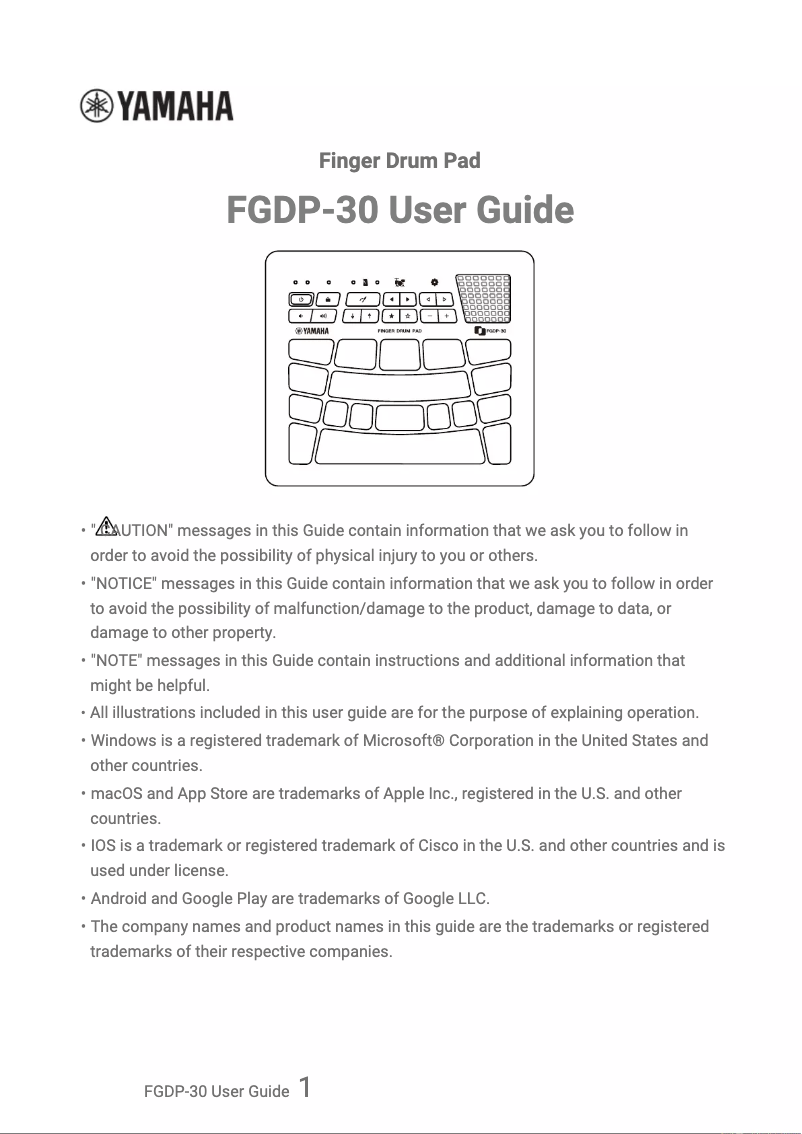 Page 1 de la notice Manuel utilisateur Yamaha FGDP-30