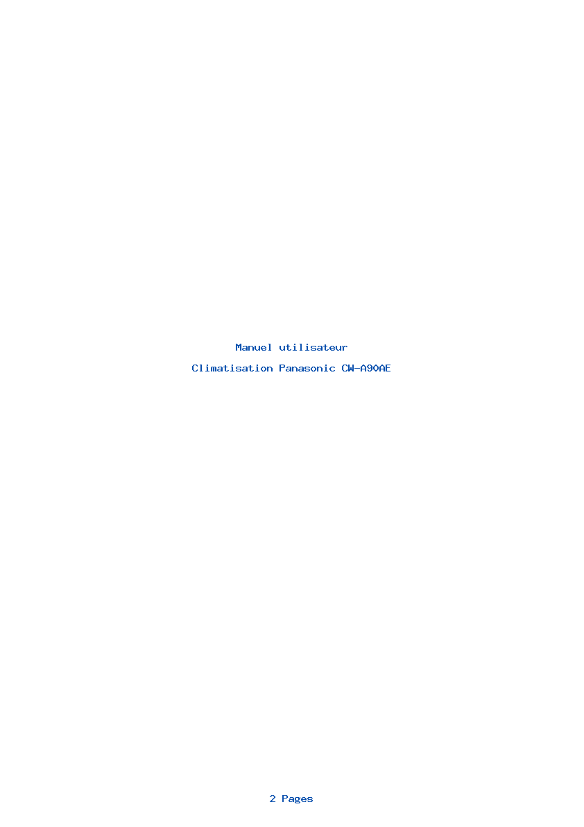 Page 1 de la notice Manuel utilisateur Panasonic CW-A90AE