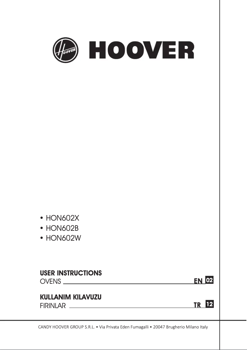Page 1 de la notice Manuel utilisateur Hoover HON602W