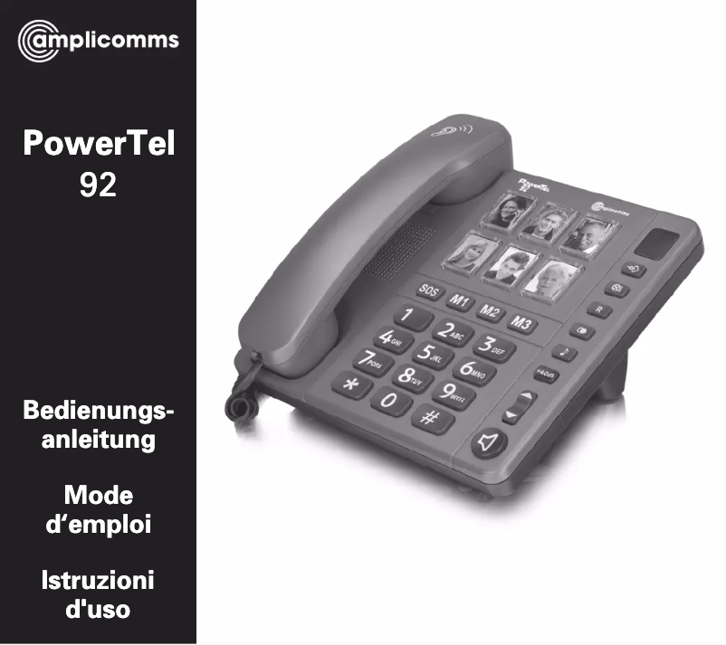 Página nº 1 - Manual de usuario Amplicomms PowerTel 92