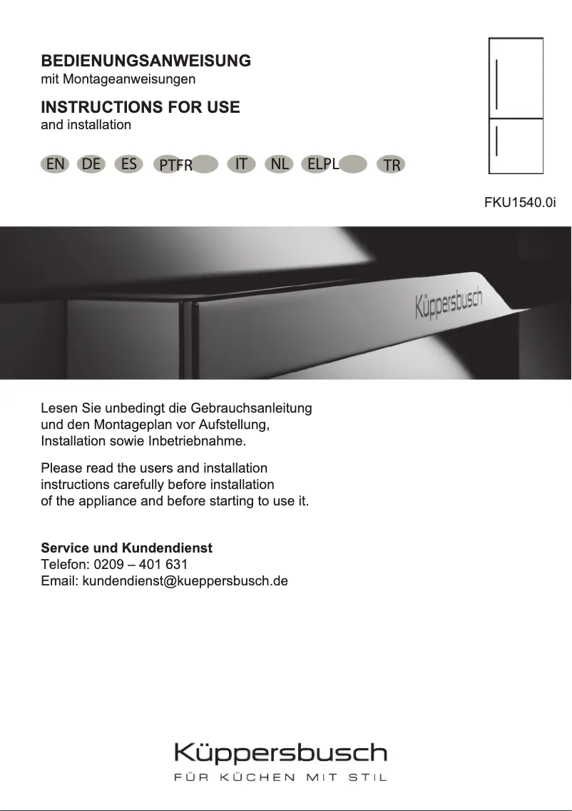 Page 1 de la notice Manuel utilisateur Küppersbusch FKU1540.0i