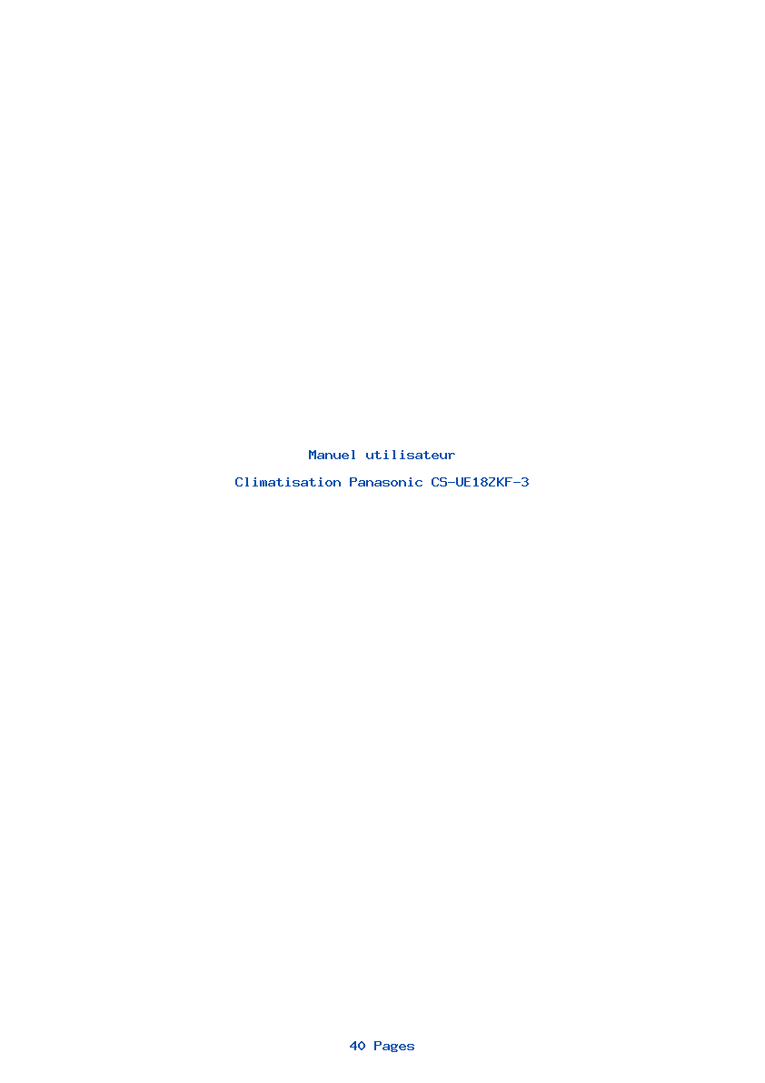Page 1 de la notice Manuel utilisateur Panasonic CS-UE18ZKF-3