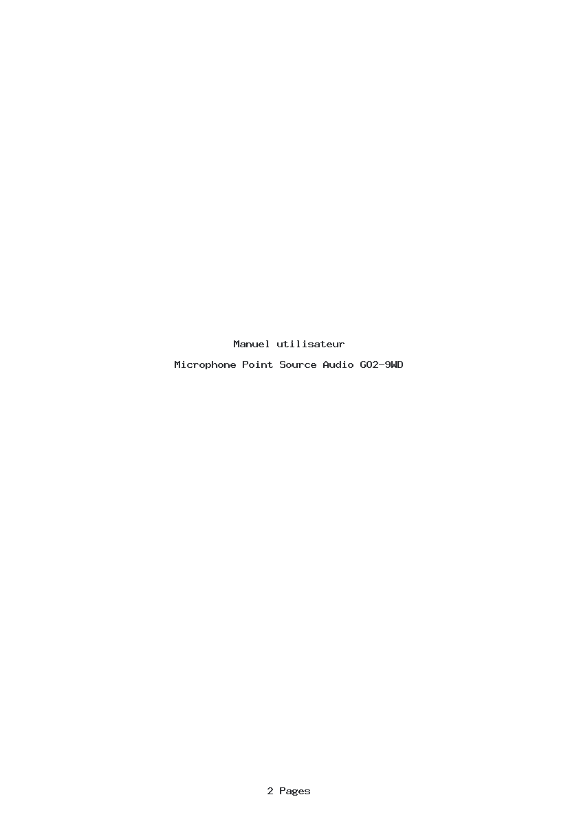 Page 1 de la notice Manuel utilisateur Point Source Audio GO2-9WD