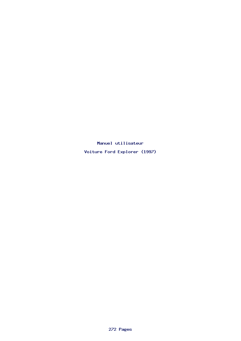 Page 1 de la notice Manuel utilisateur Ford Explorer (1997)