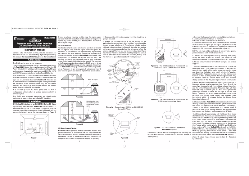 Page 1 of the manual User Manual Ei Electronics Ei420
