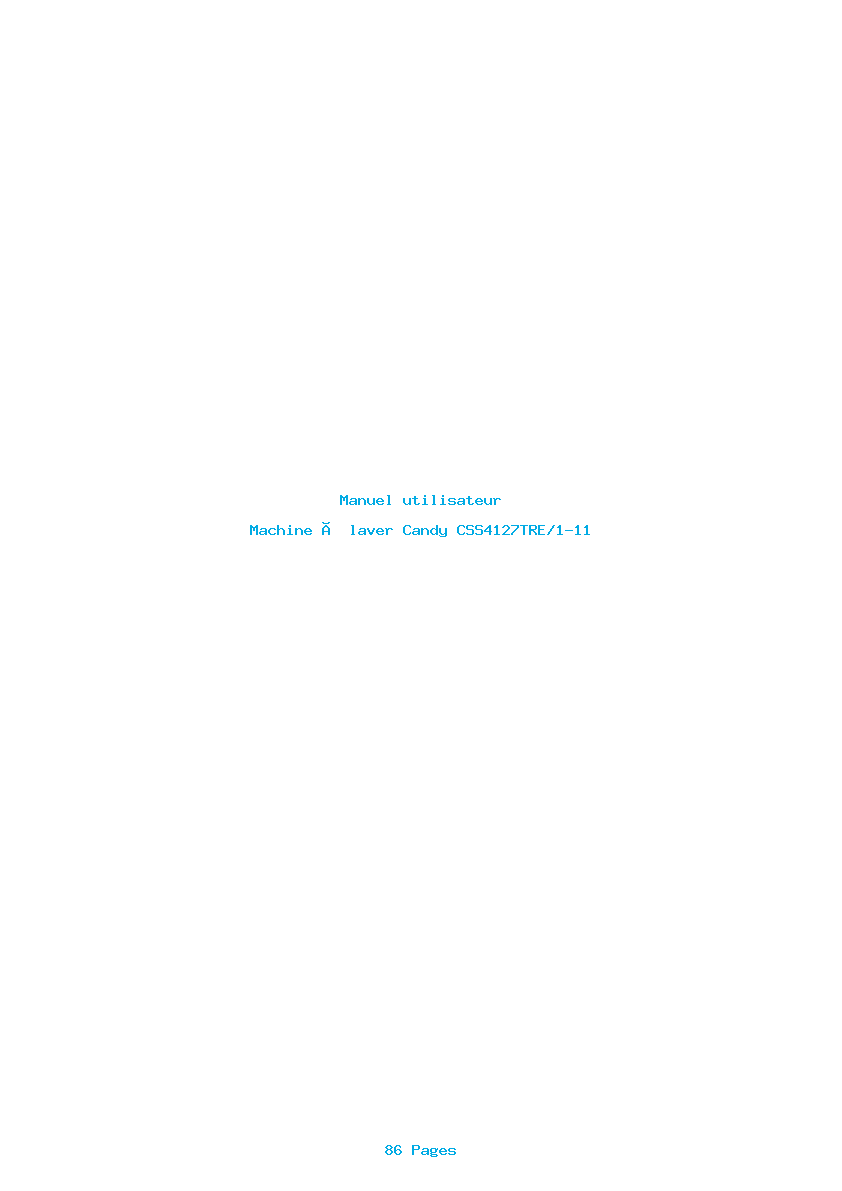 Page 1 de la notice Manuel utilisateur Candy CSS4127TRE/1-11