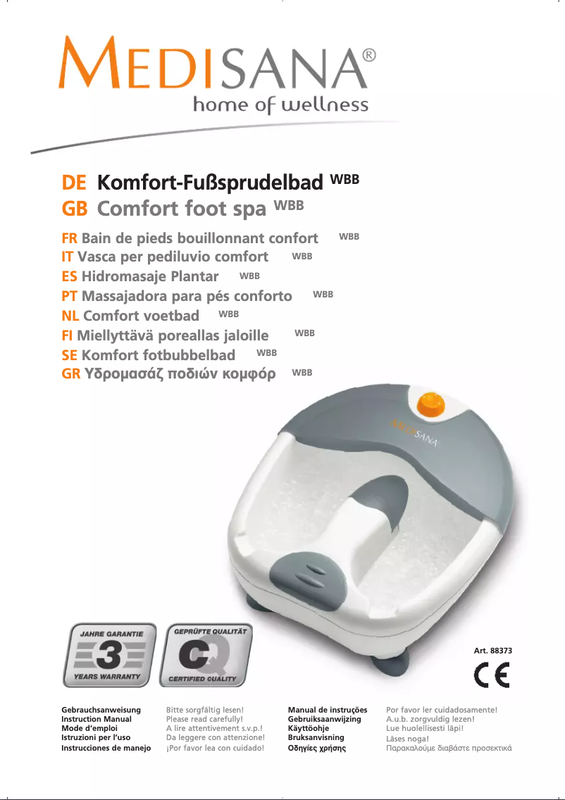 Page 1 of the manual User Manual Medisana 88373