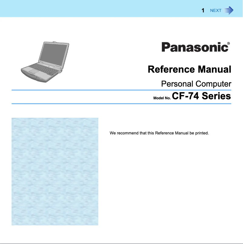 Page 1 de la notice Manuel utilisateur Panasonic Toughbook CF-74