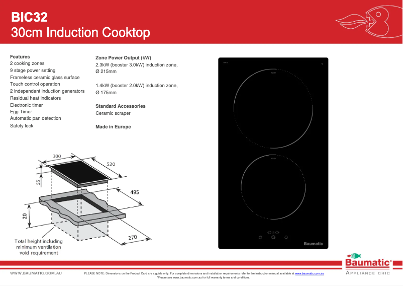 Page 1 de la notice Fiche technique Baumatic BIC32