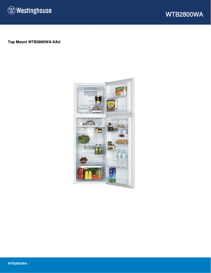 Página 1 del manual Ficha técnica Westinghouse WTB2800WA