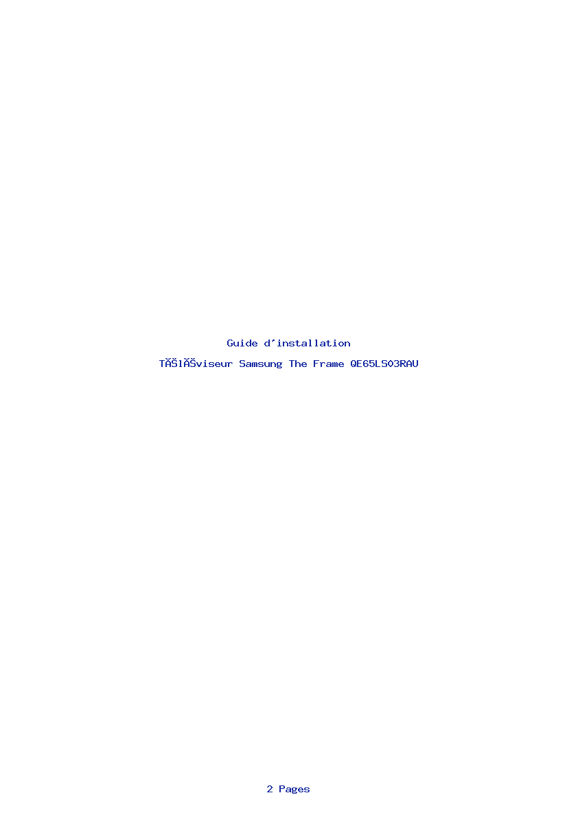 Page 1 de la notice Guide d'installation Samsung The Frame QE65LS03RAU