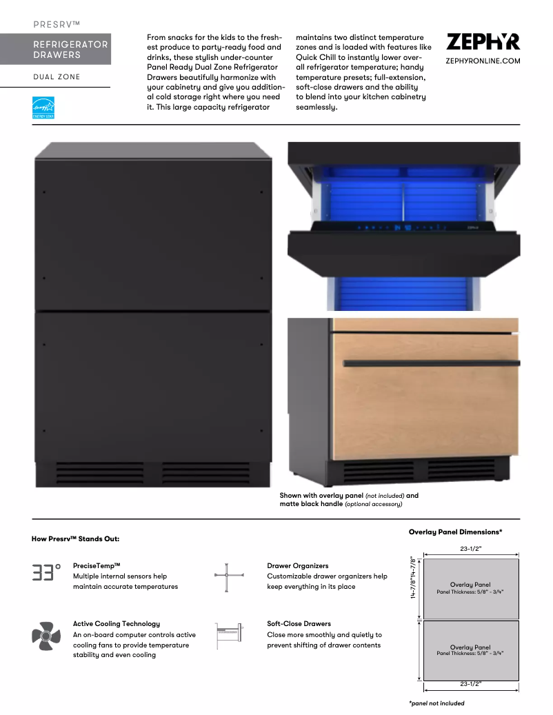 Página 1 del manual Ficha técnica Zephyr Presrv PRRD24C2AP