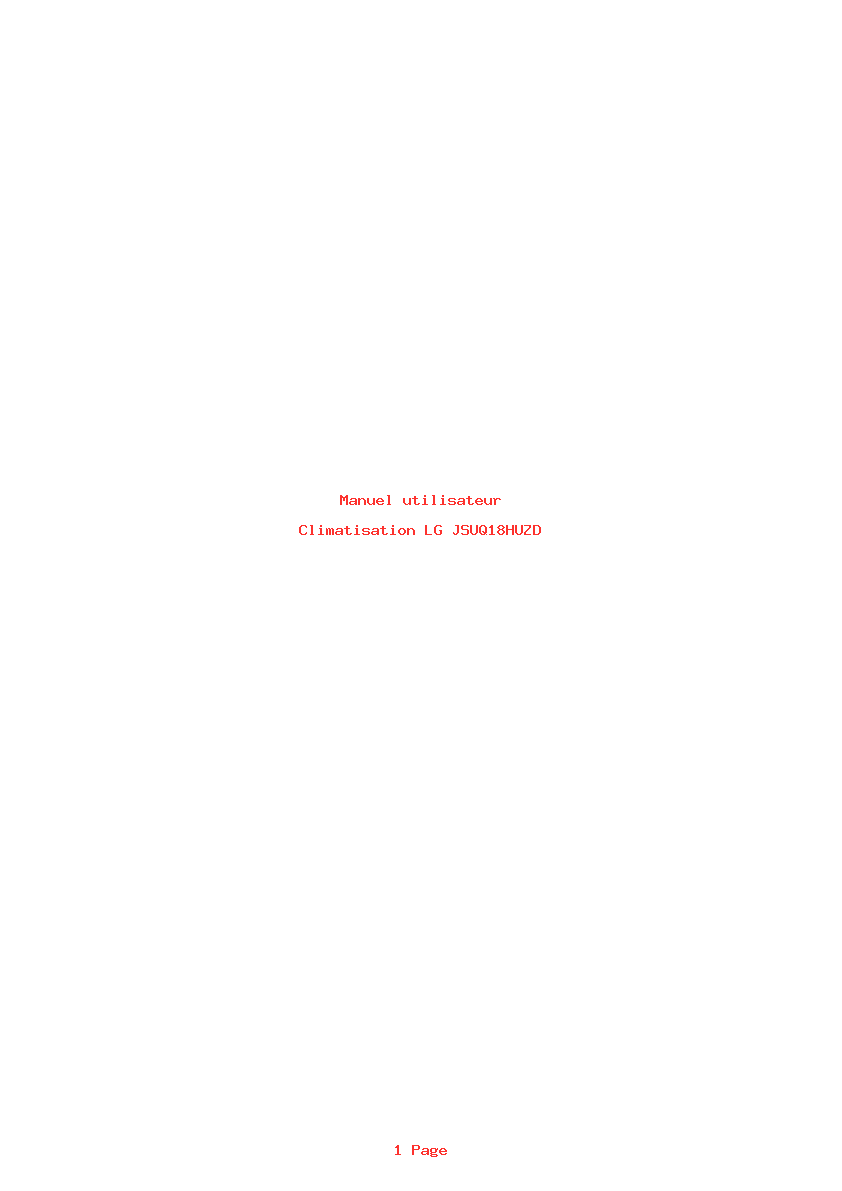 Page 1 de la notice Manuel utilisateur LG JSUQ18HUZD