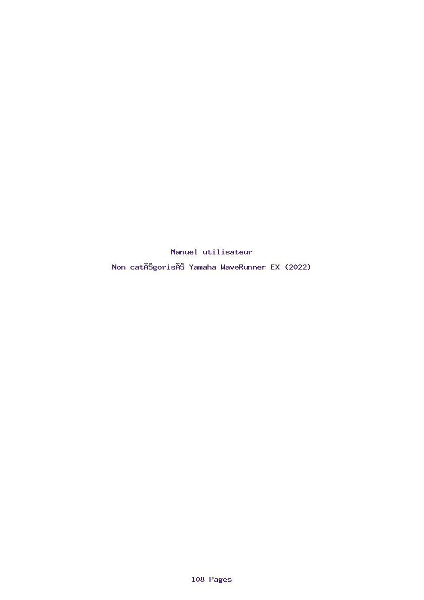 Page 1 de la notice Manuel utilisateur Yamaha WaveRunner EX (2022)