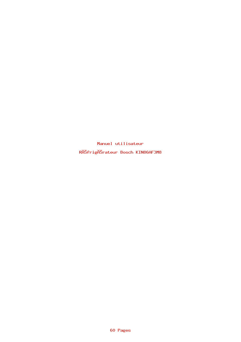 Page 1 de la notice Manuel utilisateur Bosch KIN86AF3M8