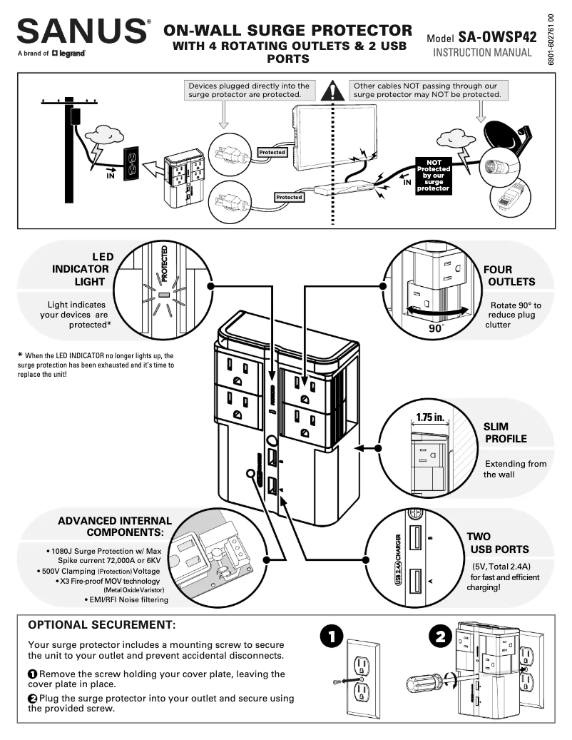 Page 1 de la notice Manuel utilisateur Sanus SA-OWSP42