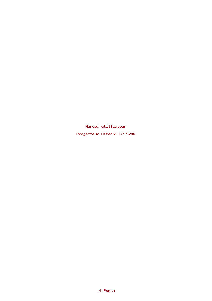 Page 1 de la notice Manuel utilisateur Hitachi CP-S240