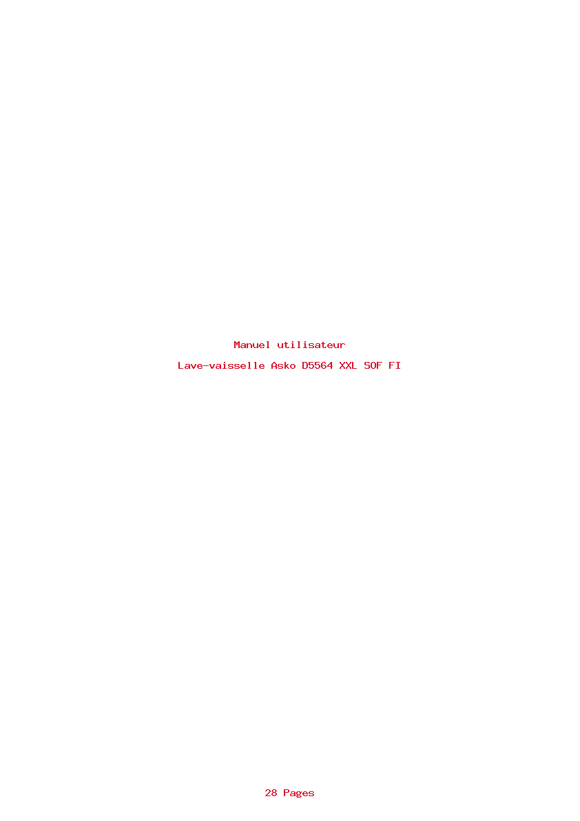 Page 1 de la notice Manuel utilisateur Asko D5564 XXL SOF FI