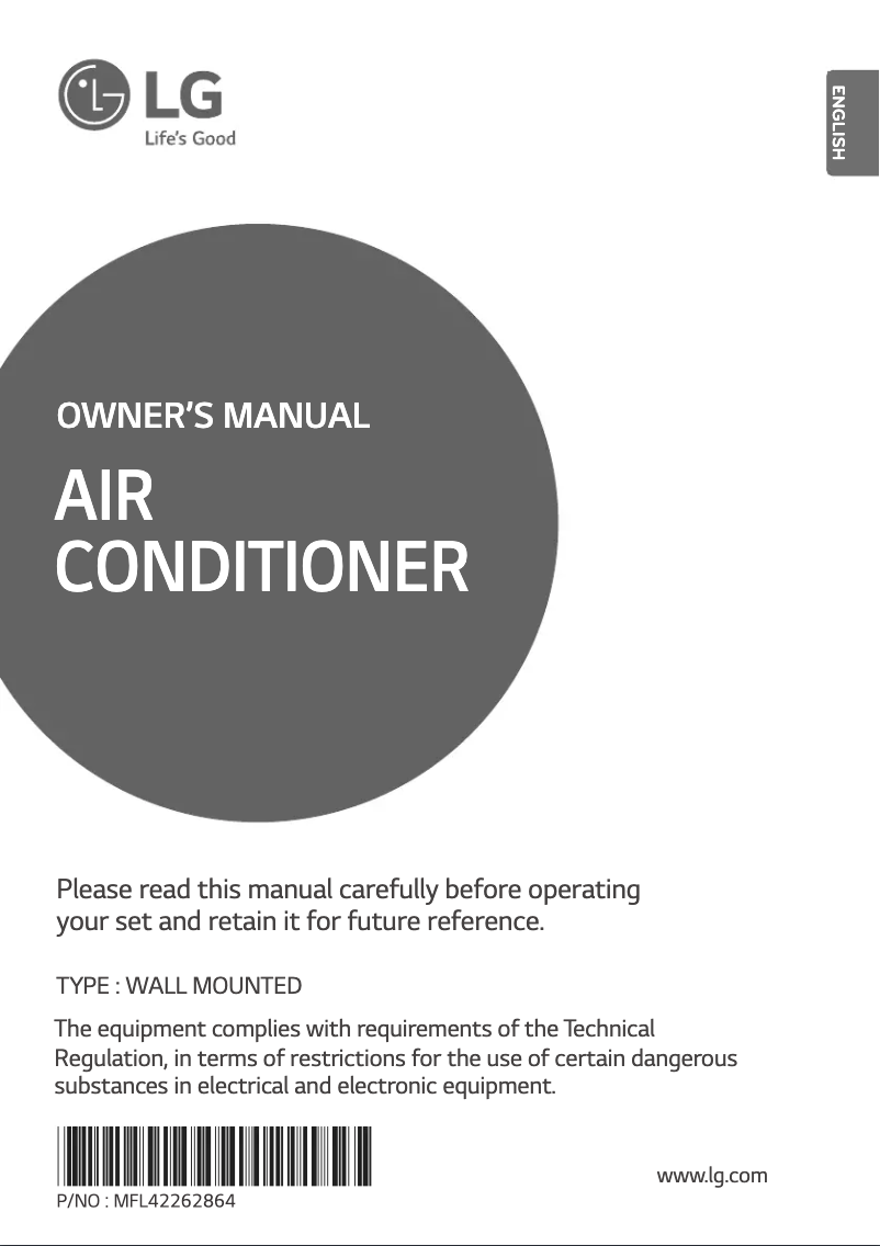 Page 1 of the manual User Manual LG ASNW18GC2U1