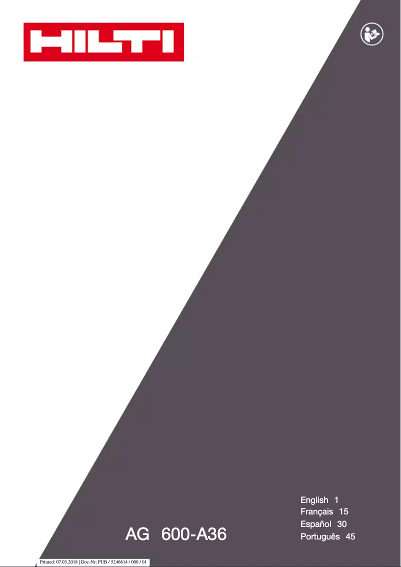 Page 1 de la notice Manuel utilisateur Hilti AG 600-A36