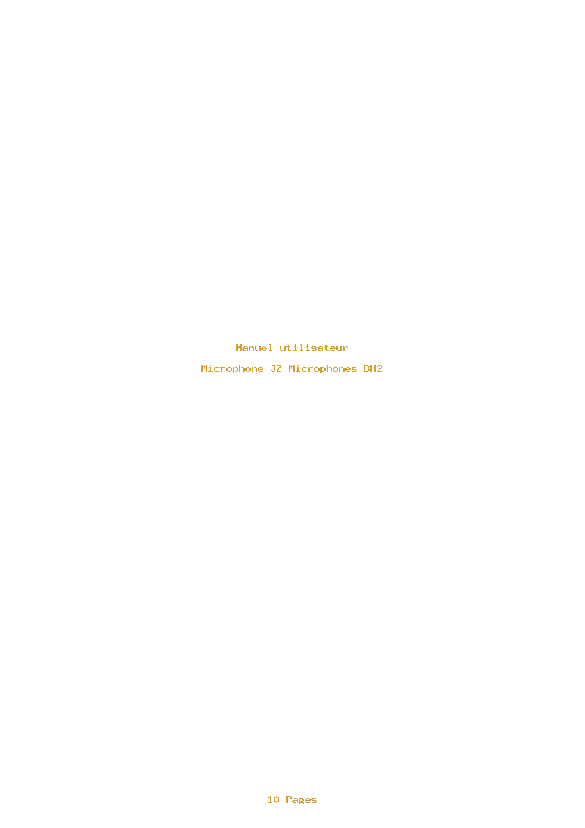 Page 1 de la notice Manuel utilisateur JZ Microphones BH2