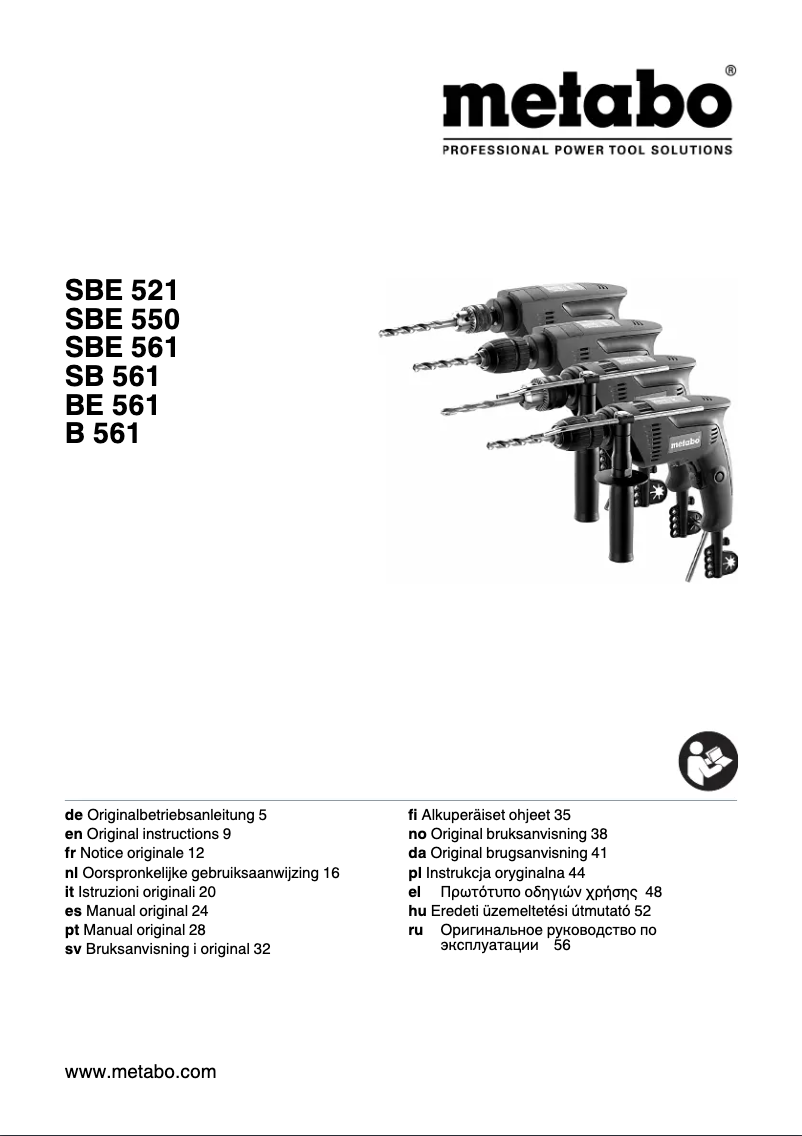 Page 1 of the manual User Manual Metabo SBE 521