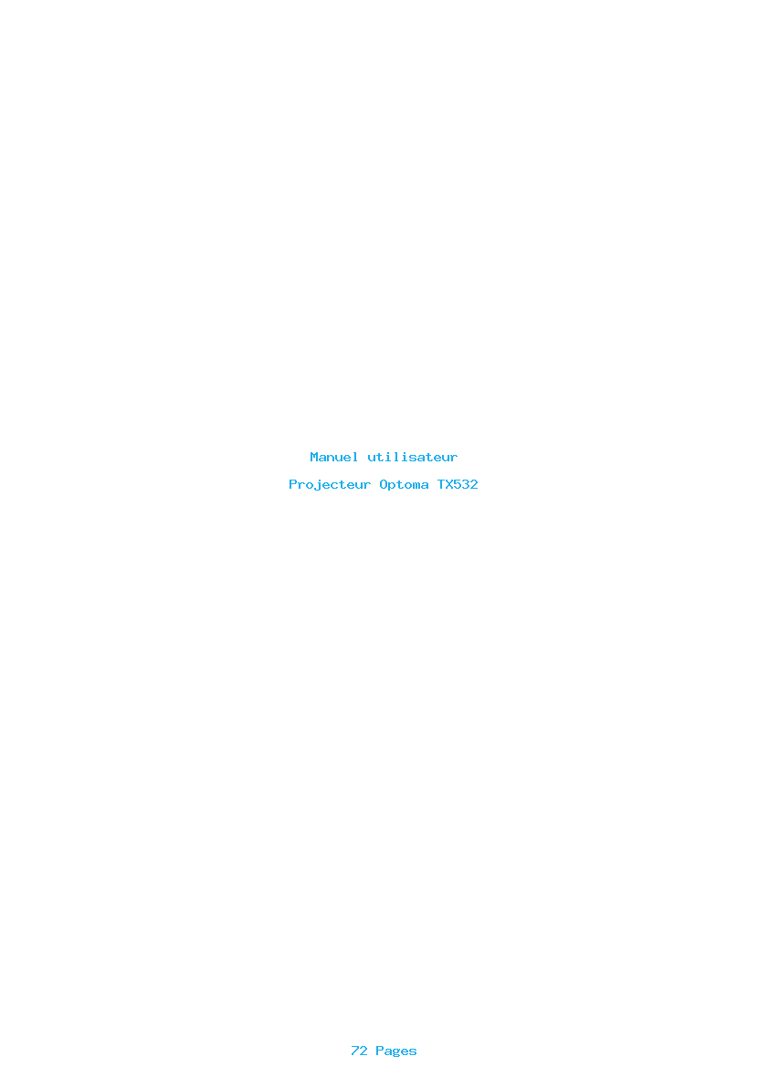 Page 1 de la notice Manuel utilisateur Optoma TX532