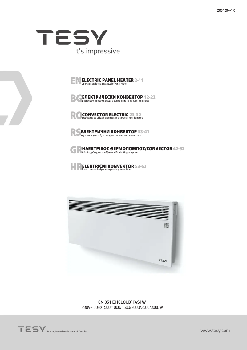 Página 1 del manual Manual de usuario Tesy CN 051 150 EI CLOUD AS W