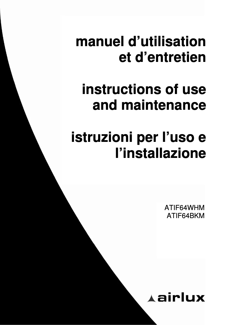 Page 1 of the manual User Manual Airlux ATIF64BKM