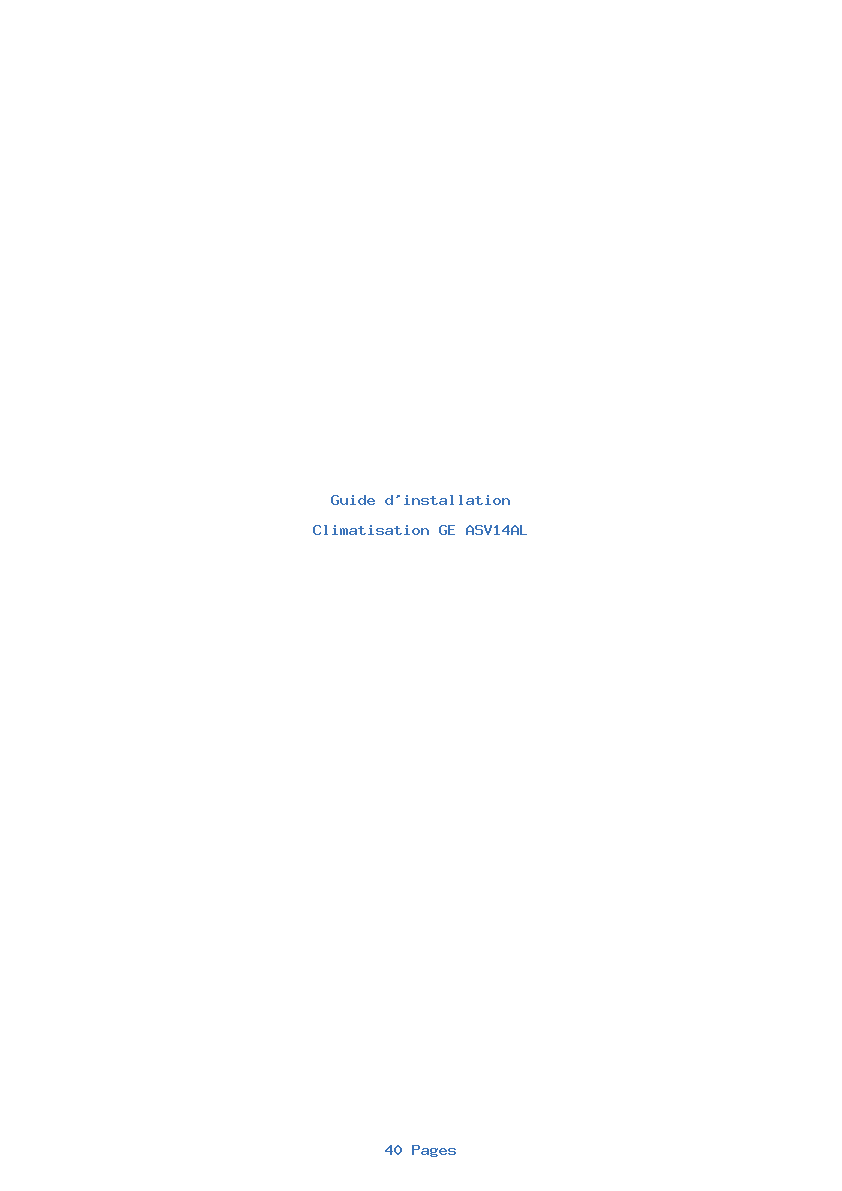 Page 1 de la notice Guide d'installation GE ASV14AL