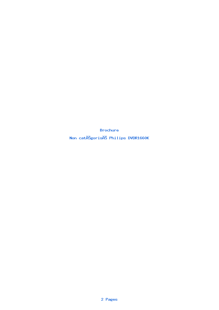 Page 1 de la notice Brochure Philips DVDR1660K