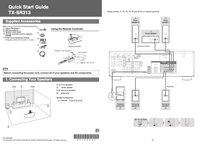 Page 1 de la notice Manuel utilisateur Onkyo TX-NR313